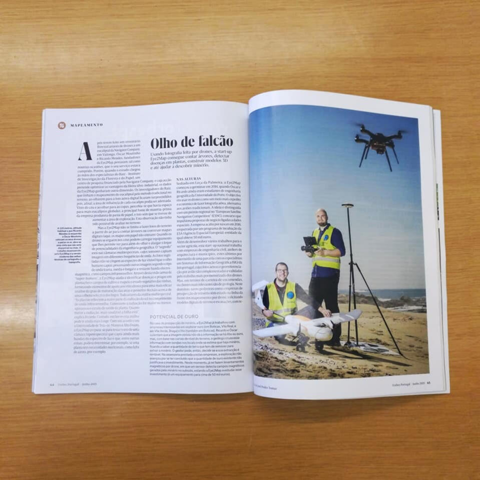 &quot;Usando fotografia feita por drones, a start-up Eye2Map consegue contar árvores, detectar doenças em plantas, construir modelos 3D e até ajudar a descobrir minério.&quot; - Forbes Portugal, 2019